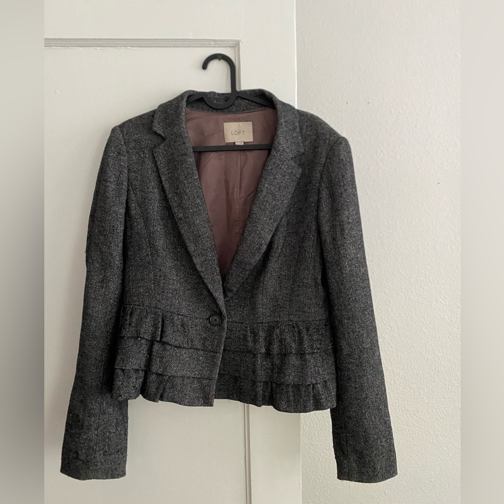 Vintage LOFT Wool Ruffle Hem Blazer
